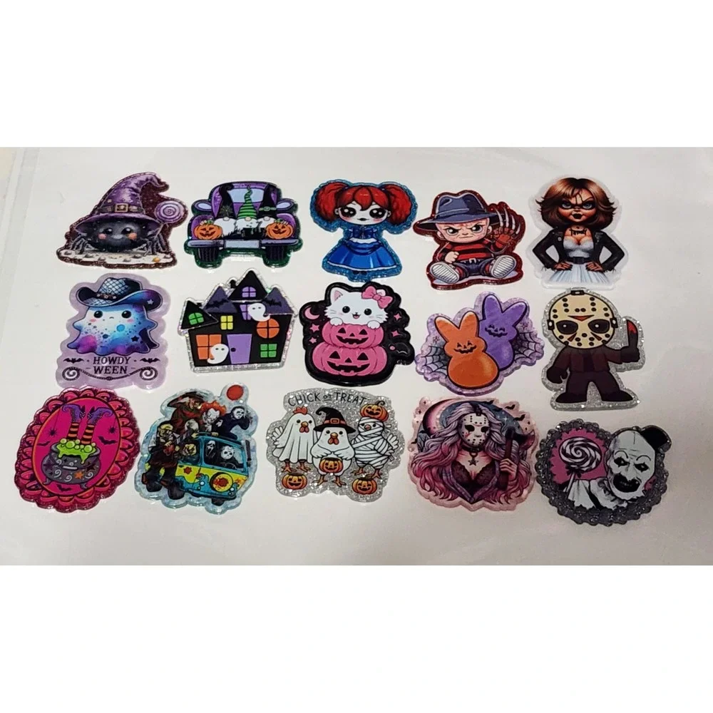 New Inventory Flatbacks Flats Halloween Fall Glitterbacks Badge Crafts Horror